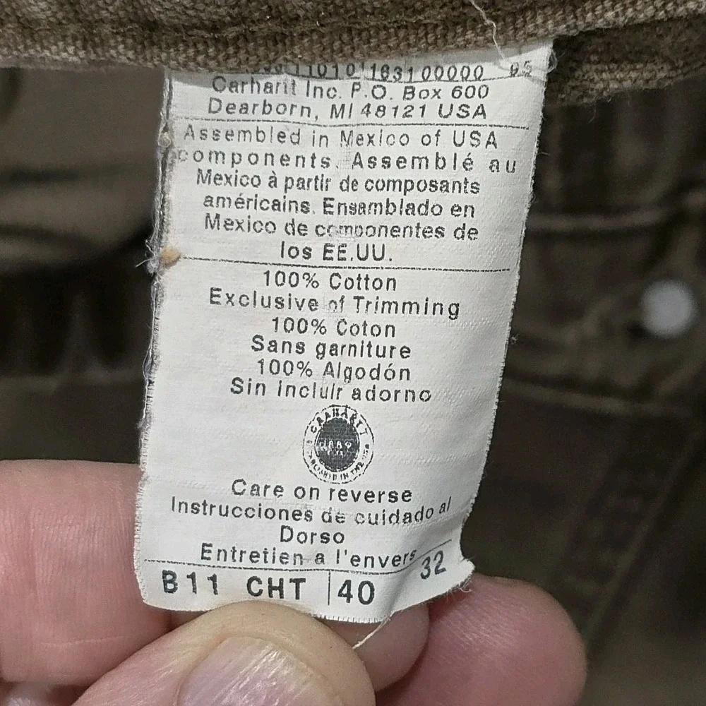 Carhartt B11 CHT Duck Canvas Work Pants 38x32 Chestnut Brown USA Fabric Distress